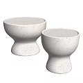 Modern Two Piece White Coffee Tables With Speckled Surface And Unique Rounded Base 3d model