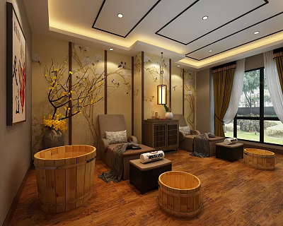 New Chinese Foot Bath Room Foot Bath Shop 3d model