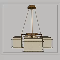 Modern Brass Chandelier With Rectangular White Fabric Shades And Geometric Frame 3d model