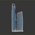 Cartoon Sci Fi Scene With Tall Blue White Buildings Glass Curtain Walls And Lower Blue Base
