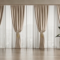 French Cream Curtain Fabric Curtain Gauze Curtain French Curtain Cream Curtain Pleated Curtain 3d model