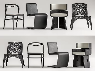 Modern Leisure Chairs With Diverse Designs Woven Details Wooden Frames And Sleek Lines 3d model