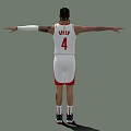 A Man Wearing White Rockets Number 4 Jersey With Arm Sleeve And Tattoos Standing Arms Outstretched
