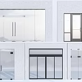 Modern Glass Doors In Different Styles Featuring Metal Frames And Handles 3d model