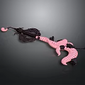 Pink And Black Dragon Shaped Decorative Ornament With Intricate Carved Details