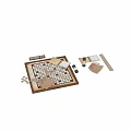 Classic Scrabble Board Game Set With Wooden Frame Letter Tiles Timer And Score Sheets