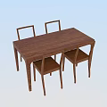 Wooden Dining Table Set With Four Chairs For Home Dining Room 3d model