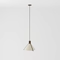 Modern Conical Pendant Light With White Shade And Brown Frame Design 3d model