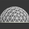 Transparent Geometric Grid Sphere Structure With Reflective Surface And Metal Frame Design