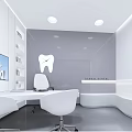 Modern White Hospital Outpatient Clinic Interior With Reception Desk And Circular Ceiling Light