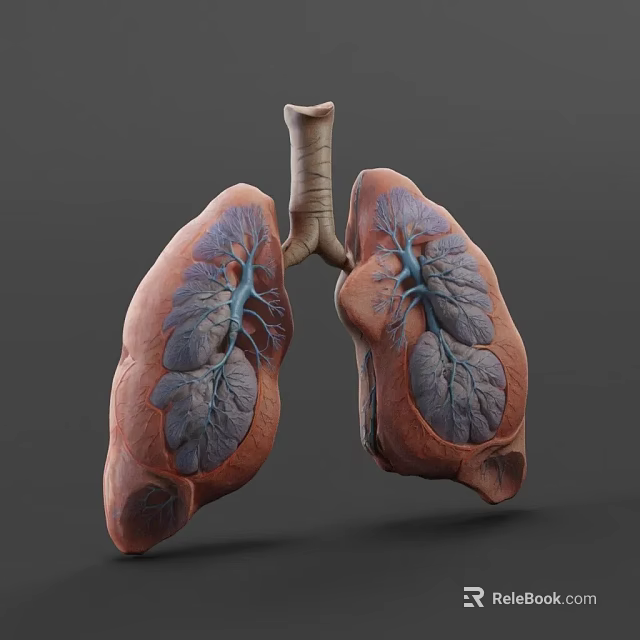 Detailed 3D Model of Man's Lungs Anatomical Structure for Medical Education 3d model 