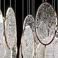 Modern Chandelier With Circular Decor Elements And Oval Mosaic Crystal Glass Design