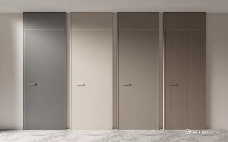 Modern Swing Doors In Different Colors For Home Interior Design 3d model 