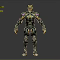 Game Movie Character 3D Model With Detailed Futuristic Armor Blue Purple Accents And Sharp Claws