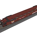 Red BNSF Train Car Featuring Number 53 And Trash Snack Marking 3d model