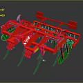 Red And Green Agricultural Tillage Machine With Multiple Working Blades And Metal Frames