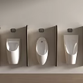 White Urinals Mounted on Light Colored Wall With Sensor Panels and Dark Dividers