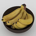 Fresh Ripe Yellow Bananas Arranged In Dark Wooden Bowl On White Background