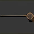 Ancient Metal And Wooden Weapon With Curved Head And Decorative Long Shaft