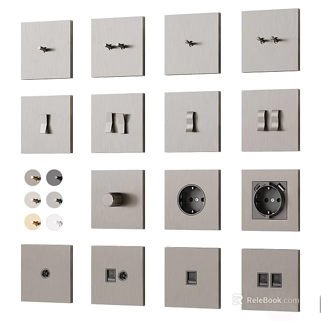 Various Styles Of Air Conditioner Vents With Metal Panels And Control Switches 3d model 