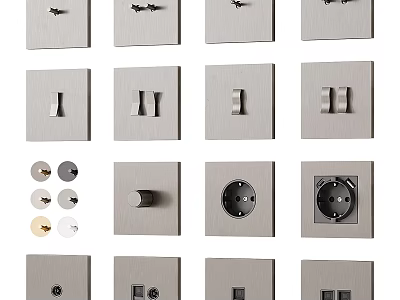 Various Styles Of Air Conditioner Vents With Metal Panels And Control Switches 3d model