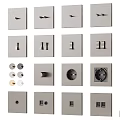 Various Styles Of Air Conditioner Vents With Metal Panels And Control Switches