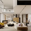 Modern Duplex Living Room With Large Windows Spacious Layout And Cozy Sofas