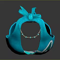 Cute Blue Sleeveless Top With Cartoon Saturn Smiling Face Tie Neck Design For Casual Wear