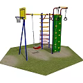 Outdoor Playground Equipment With Swings Climbing Wall And Basketball Hoop For Kids