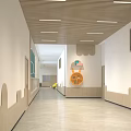 Modern Kindergarten Corridor With Wooden Accents And Playful Decor