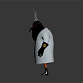 Cartoon Game Movie Character With Dark Body White Lab Coat Yellow Shirt Glasses Metallic Arms