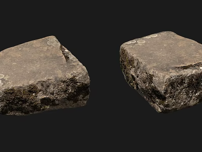 Rough Textured Stone And Wood Blocks For Interior Decoration Projects 3d model