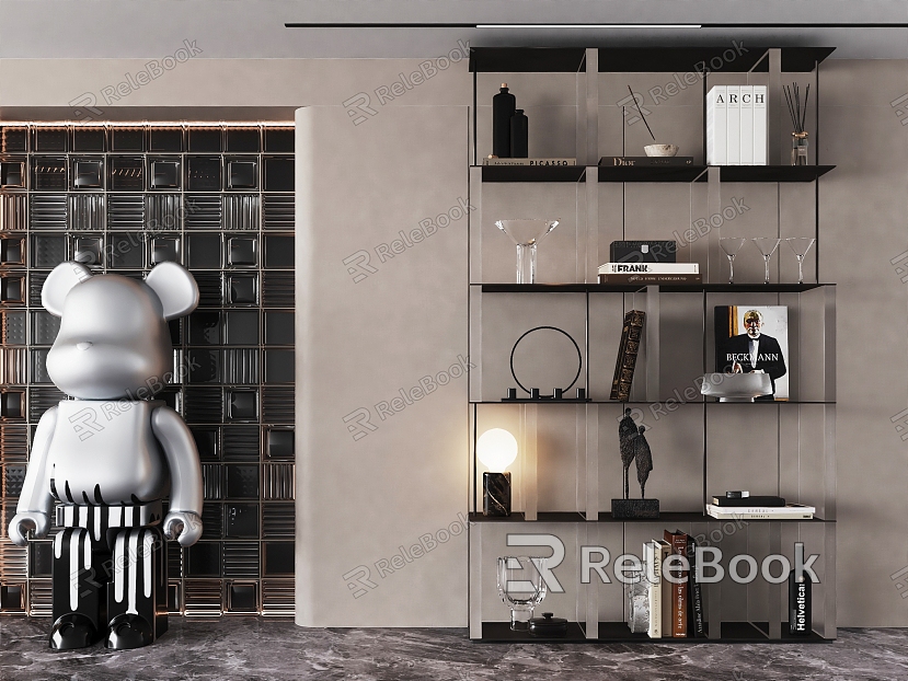 Bookshelf Bookcase Glass Brick Bears model