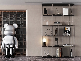 Bookshelf Bookcase Glass Brick Bears 3d model