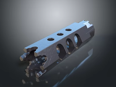 Tactical Military Weapon Mechanical Structure With Metal Holes And Components 3d model