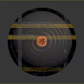 Orange Floating Daily Life Product With Spiral Trails And Yellow Striped Circular Base