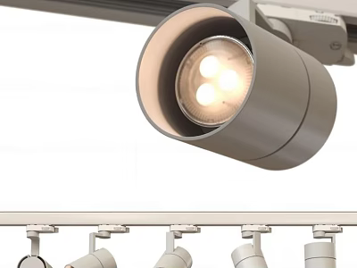 Adjustable Silver LED Track Spotlights With Bright Bulbs And Modern Design For Home Interior 3d model