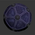 Decorative Purple Sphere With Intricate Geometric Patterns And Black Circular Accents