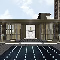 Luxury Modern Entrance Gate Design With Golden Accents Pillars Lighting Water Pool And Trees