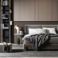 Modern Background Double Bed Double Bed Side Table Combination 3d model