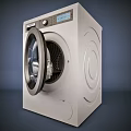 Front Loading Washing Machine with White Body Transparent Door and Modern Control Panel 3d model