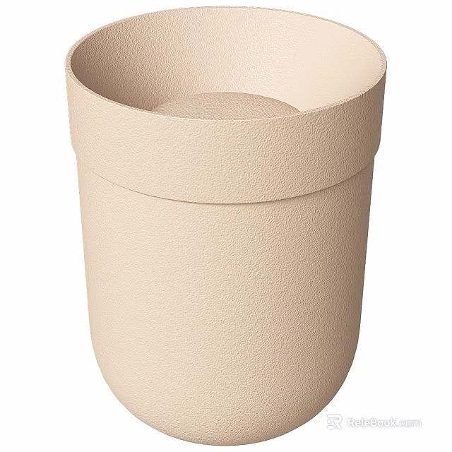 Modern Beige Ceramic Washbasin With Smooth Surface And Rounded Design For Bathroom Interior 3d model 