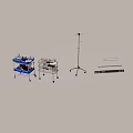 Essential Medical Devices Including IV Stand Lamp And Mobile Instrument Carts With Supplies