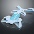 3D Model of Modern White and Light Blue Aircraft with Geometric Structure and Propellers