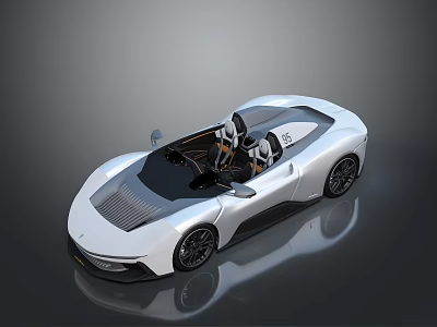 White Modern Convertible Sports Car With Sleek Design Black Wheels And Open Top 3d model