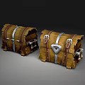Two Vintage Wooden Chests With Metal Straps Locks And Decorative Clasps