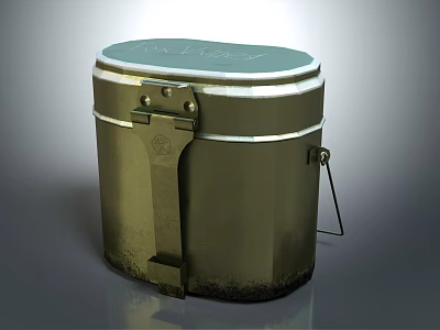 Vintage Metal Tableware Set With Lid Clasp And Handle Design 3d model