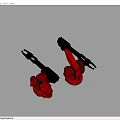 Two Red Mechanical Arms As Practical Household Items With Stable Bases And Joints 3d model