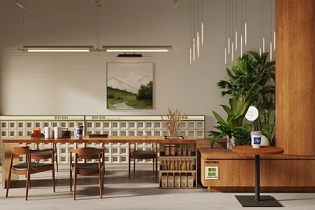 Log Style Cafe Log Style Milk Tea Shop Tea Room Coffee Shop Card Seat Sofa Milk Tea Shop Card Seat Sofa Indoor Landscape Setches Double-sided Card Seat Sofa Tables and Chairs 3d model