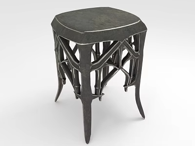 Contemporary Stylish Stool With Intricate Metal Frame Design And Comfortable Seat Surface 3d model